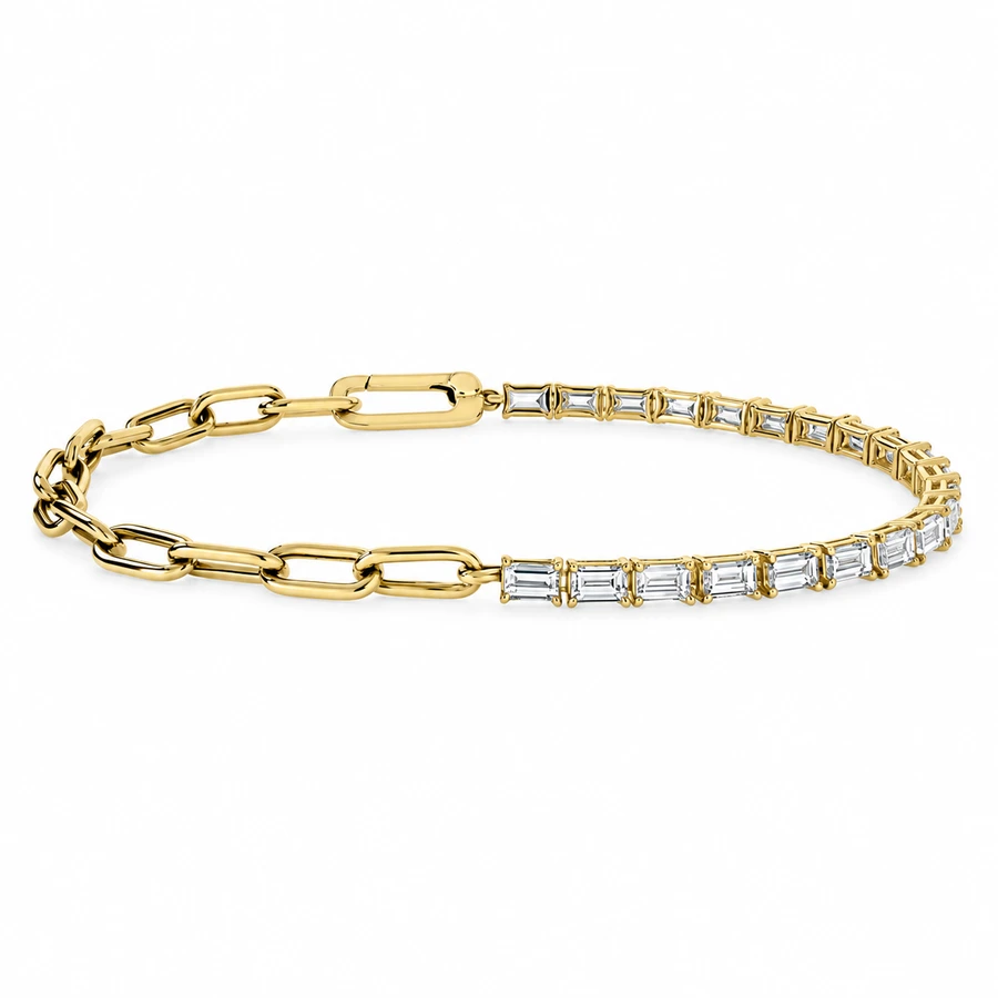 Baguette Diamond Tennis Chain Bracelet