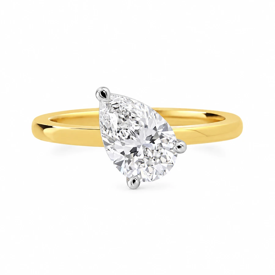 Pear Diamond Pinky Ring