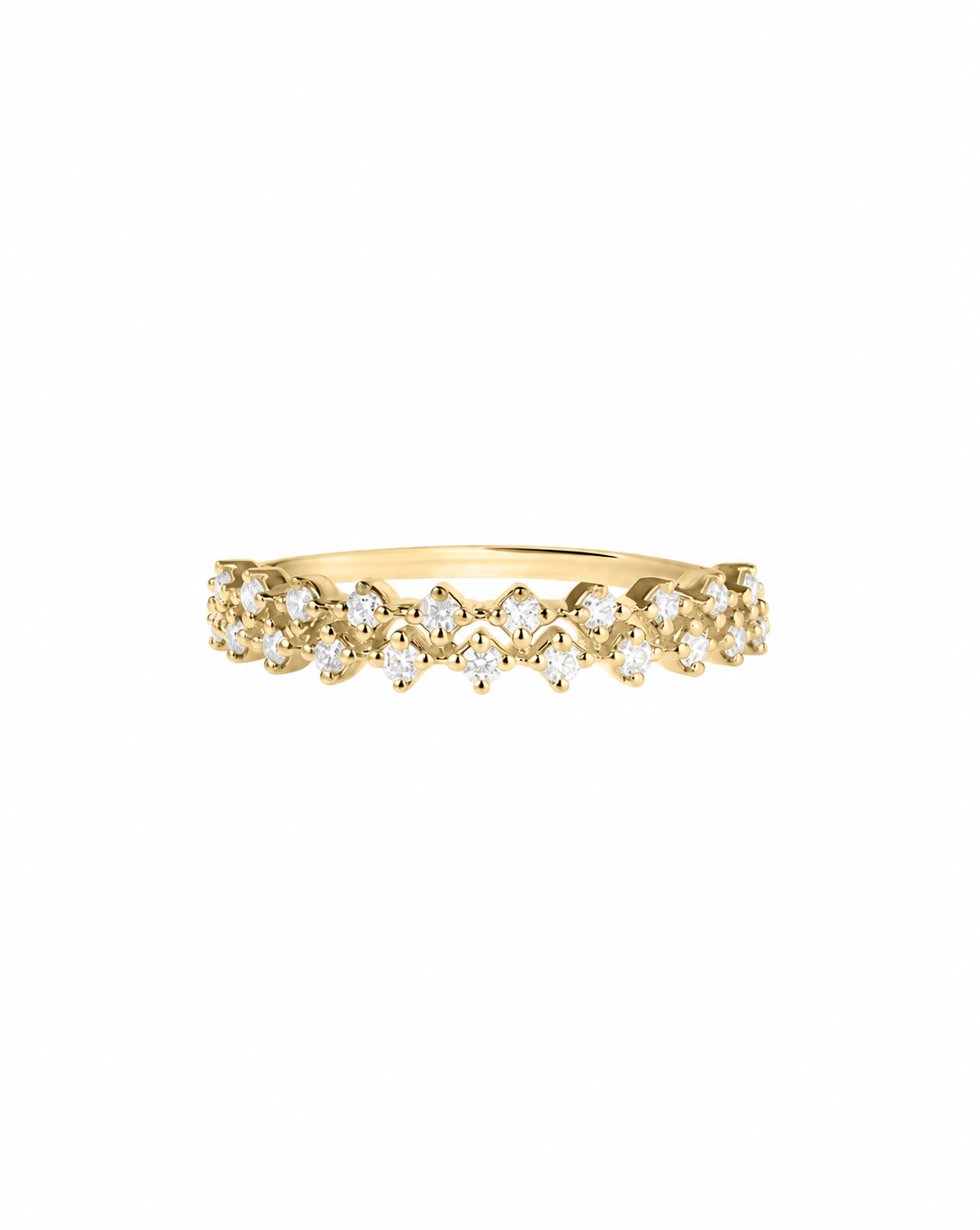 Diamond Station Double Row Ring