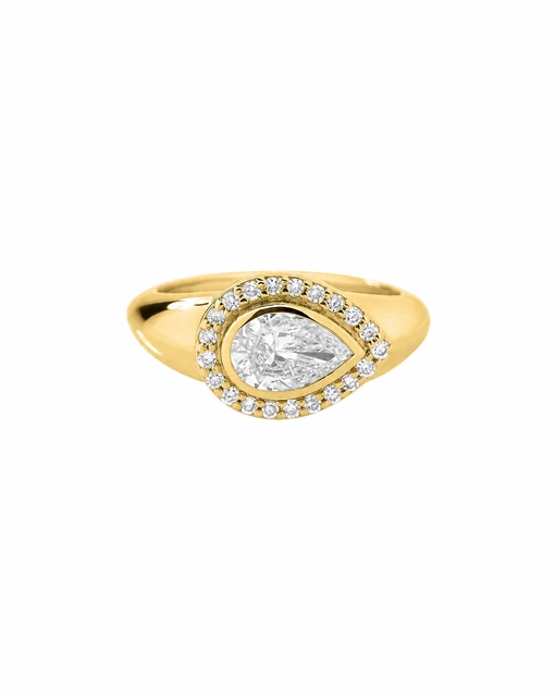 Pear Halo Diamond Ring