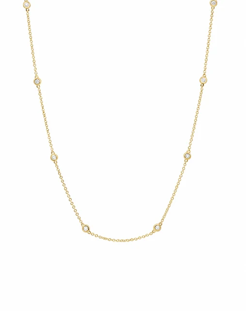Diamond Bezel Station Necklace