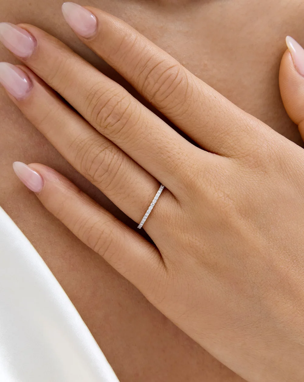 Petite Pavé Diamond Band — On hand · platinum reference
