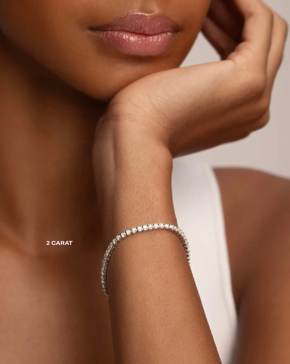 Classic Diamond Tennis Bracelet — On wrist · 2 ct reference