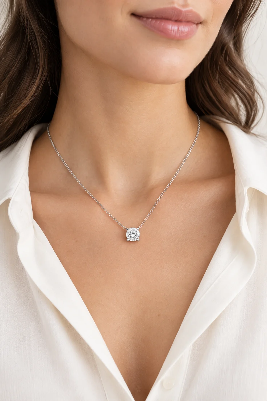 Solitaire Diamond Pendant — Illustrative styling · AI-generated