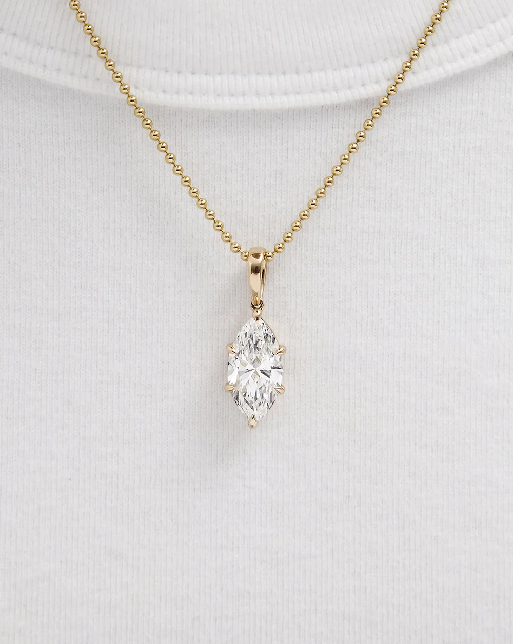 Marquise Lab Diamond Pendant — On body