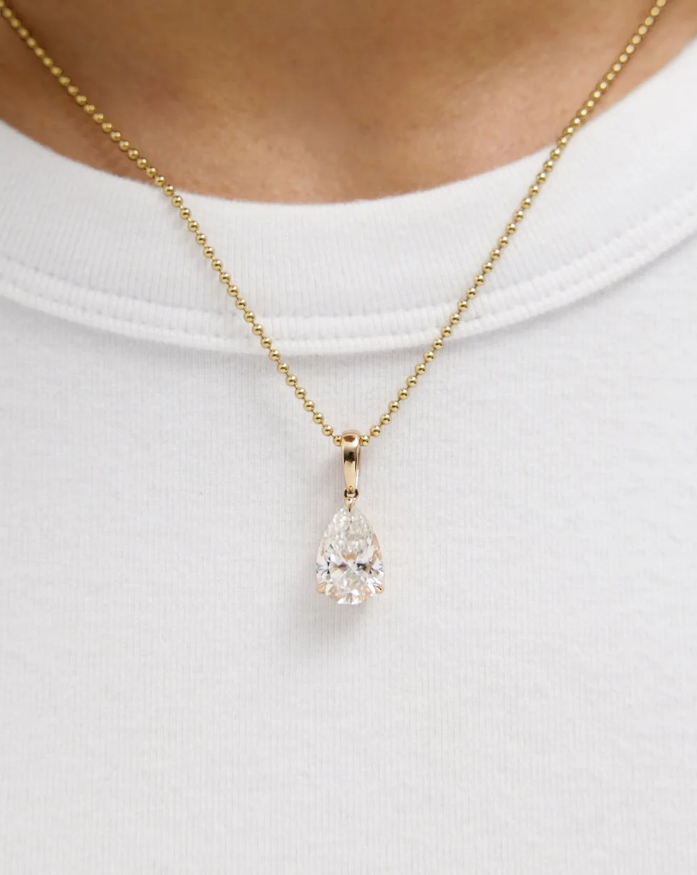 Pear Lab Diamond Pendant — On body