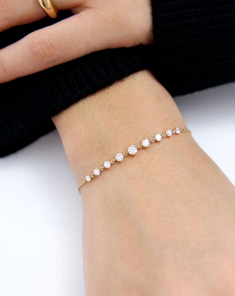 Starlight Graduated Diamond Bracelet — On wrist